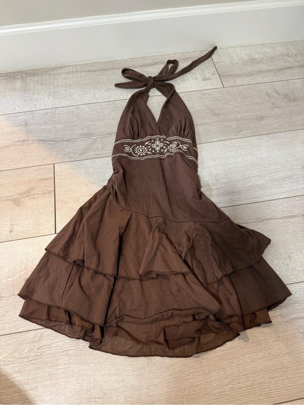 Brown Halter Western Dress
